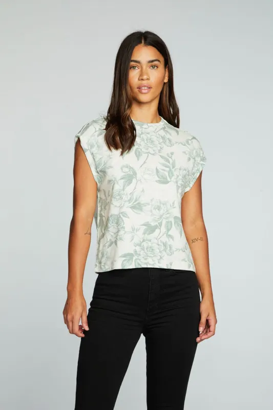 Gauze Jersey Crew Neck Sleevless Dolman Tee sold by Chaser