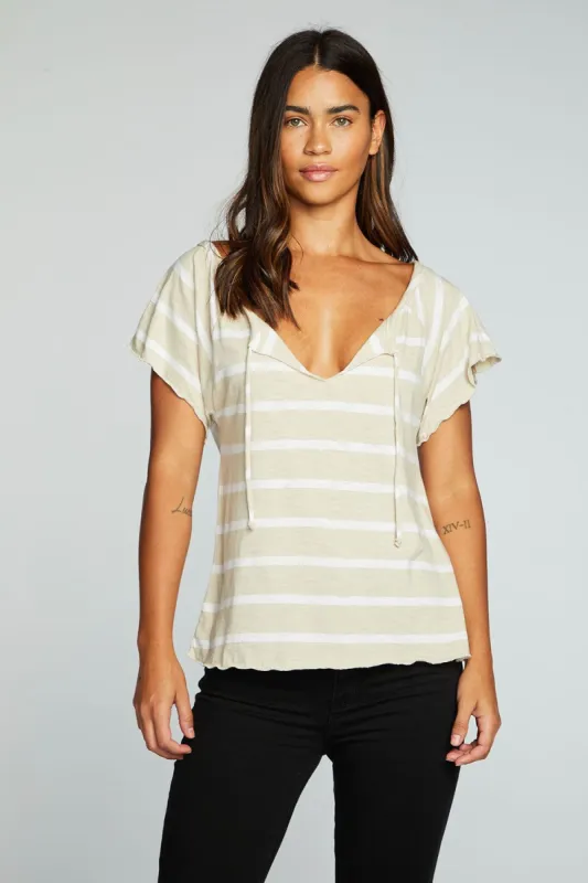 Gauze Jersey Short Sleeve Shirred Raglan Lake Top sold by Chaser