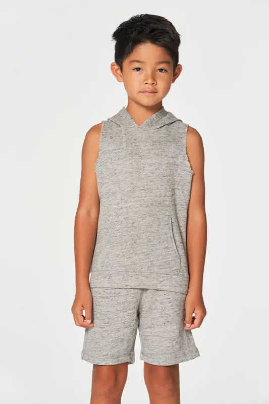 Boys Linen French Terry Sleeveless Muscle Pullover Hoodie sold by Chaser