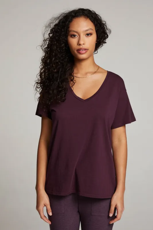 Everyday Essential Plum Perfect V Neck Tee sold by Chaser