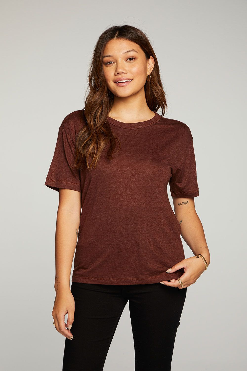 Linen Jersey Short Sleeve Crew Neck Easy Tee sold by Chaser
