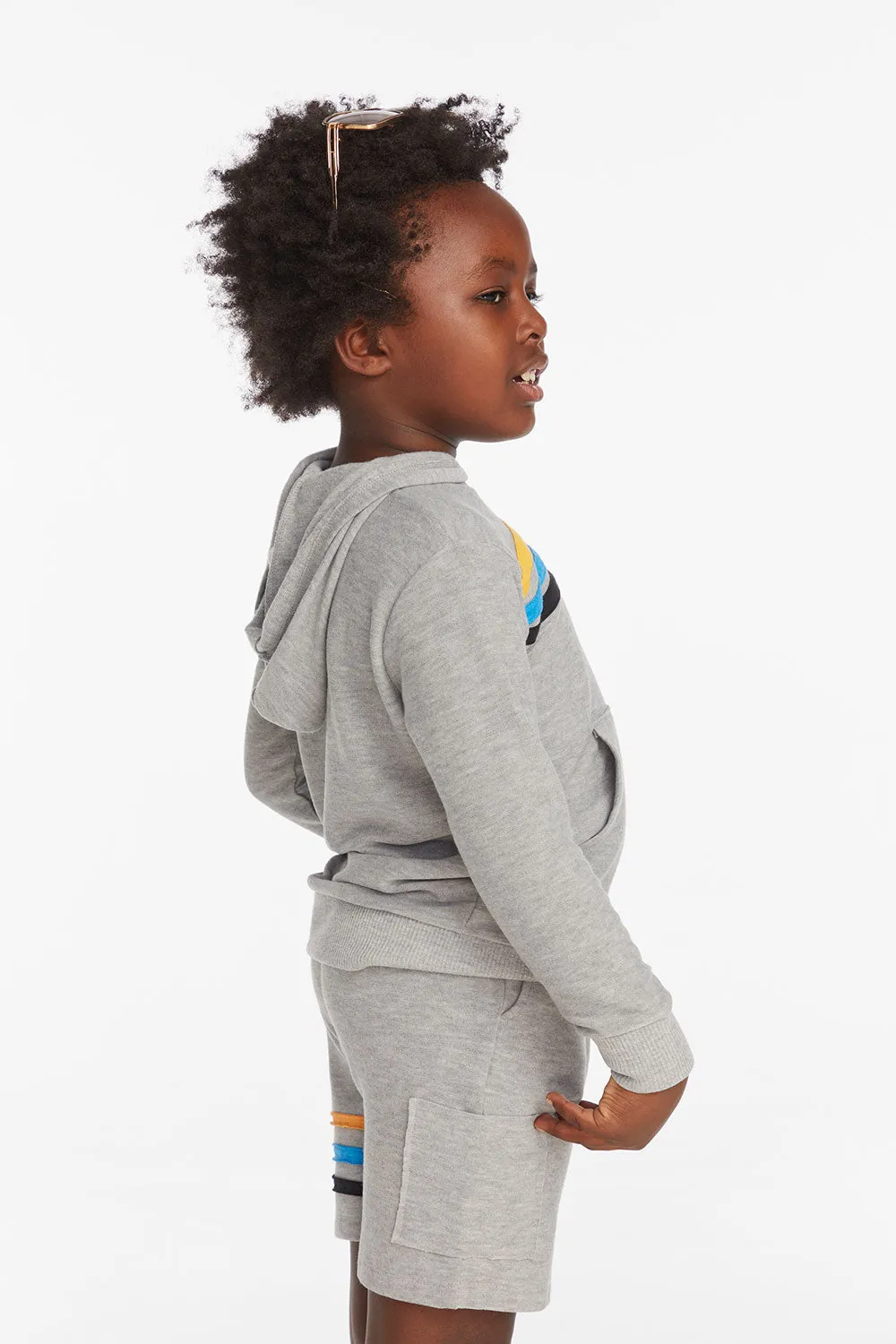 Striped Heather Grey Boys Pullover Hoodie sold by Chaser product image thumbnail 4