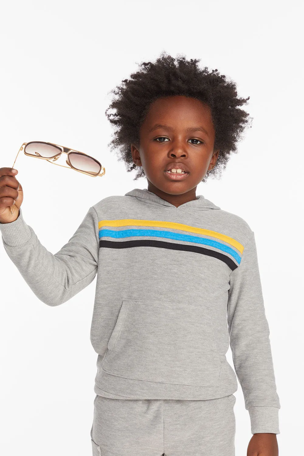 Striped Heather Grey Boys Pullover Hoodie sold by Chaser