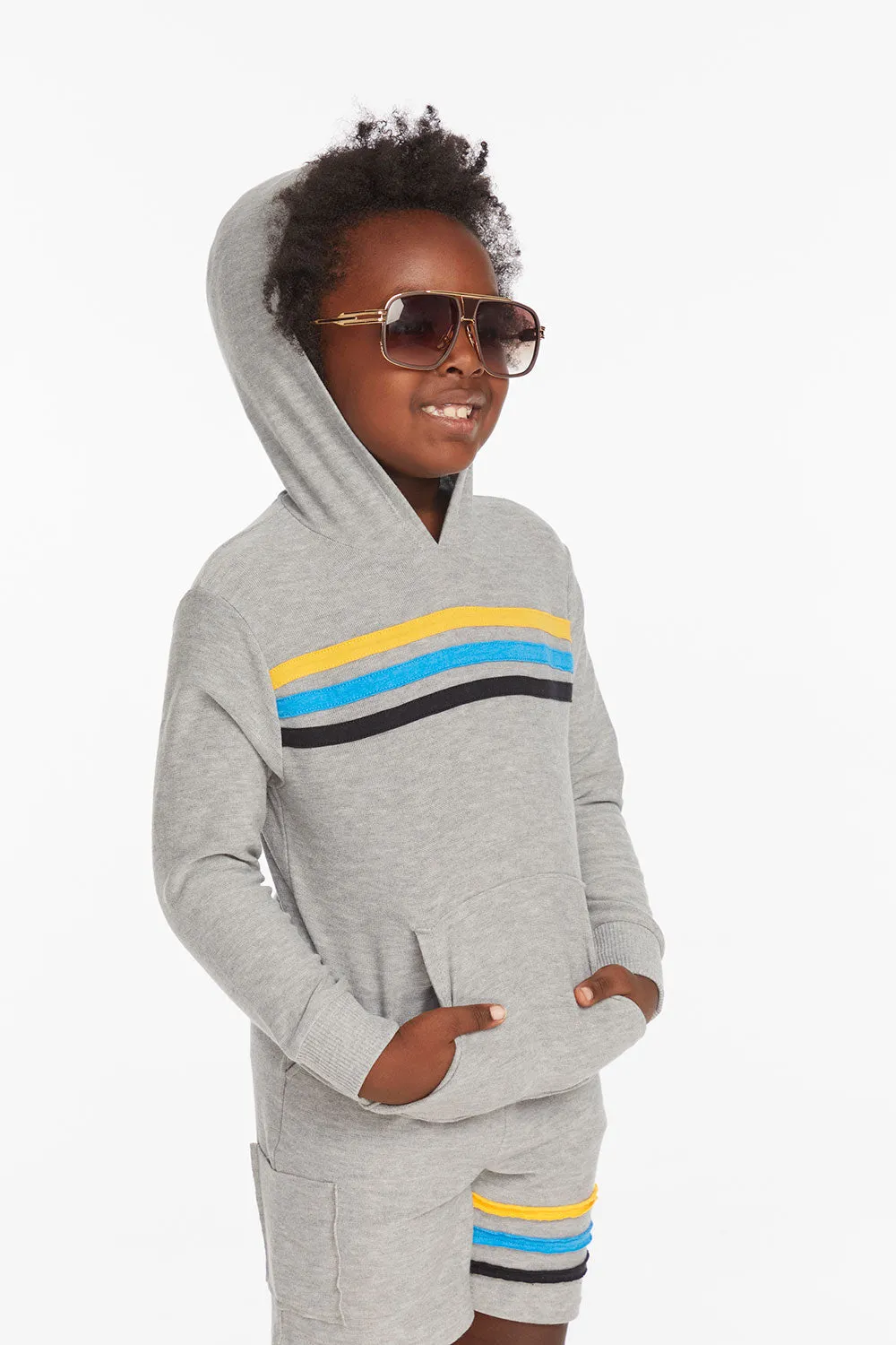 Striped Heather Grey Boys Pullover Hoodie sold by Chaser product image thumbnail 2