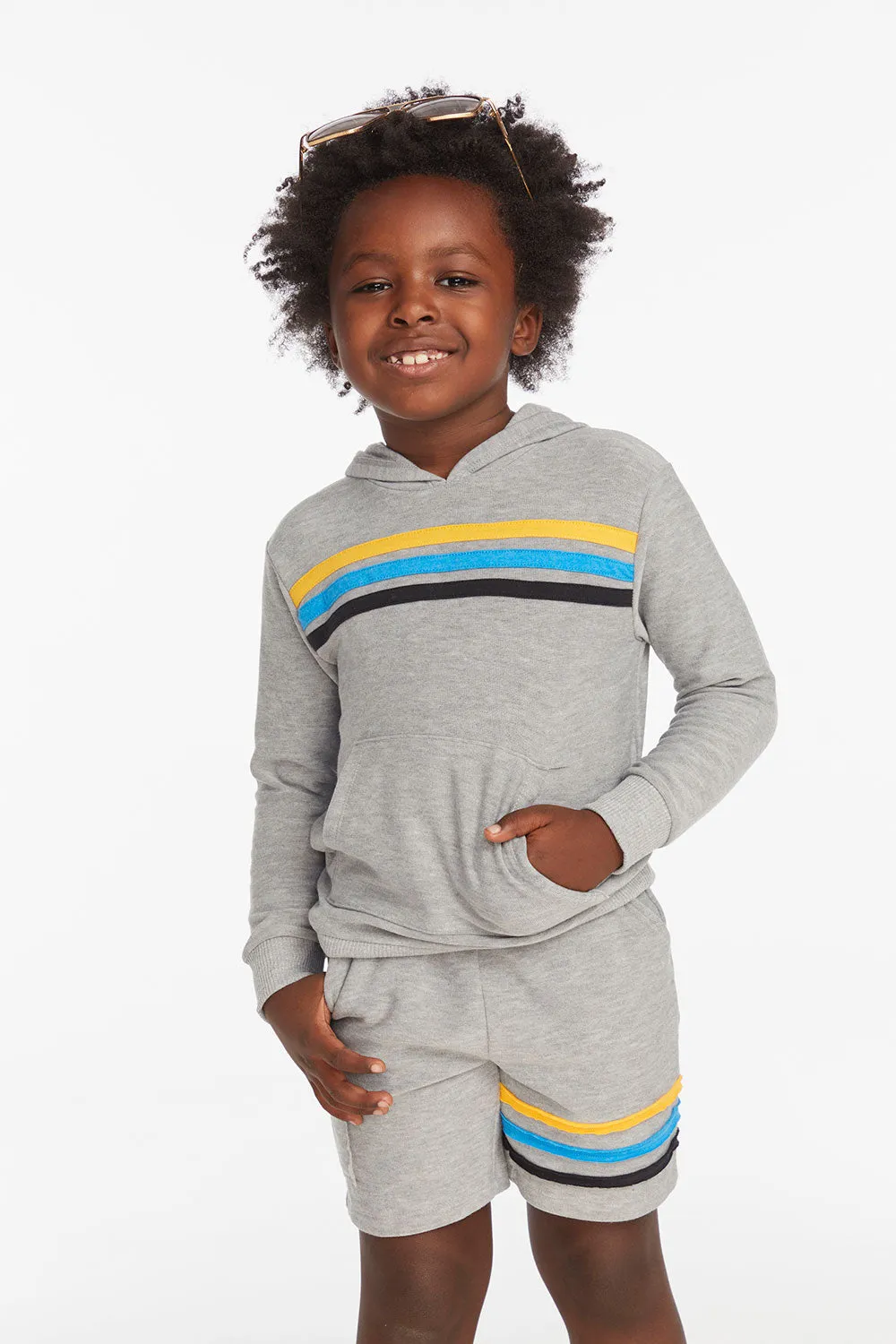 Striped Heather Grey Boys Pullover Hoodie sold by Chaser product image thumbnail 3