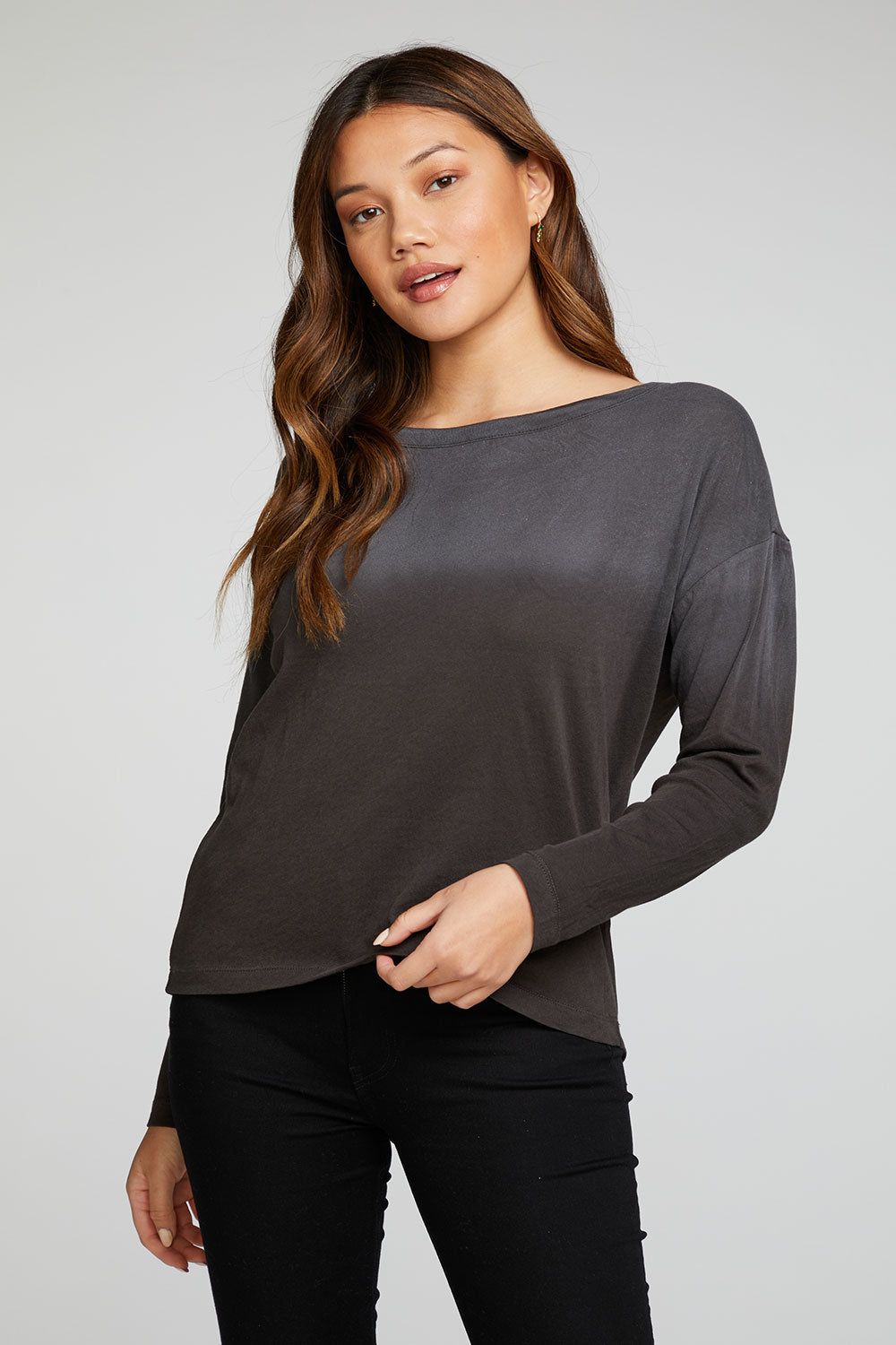 Cloud Jersey Long Sleeve Drop Shoulder Open Neck Tee sold by Chaser