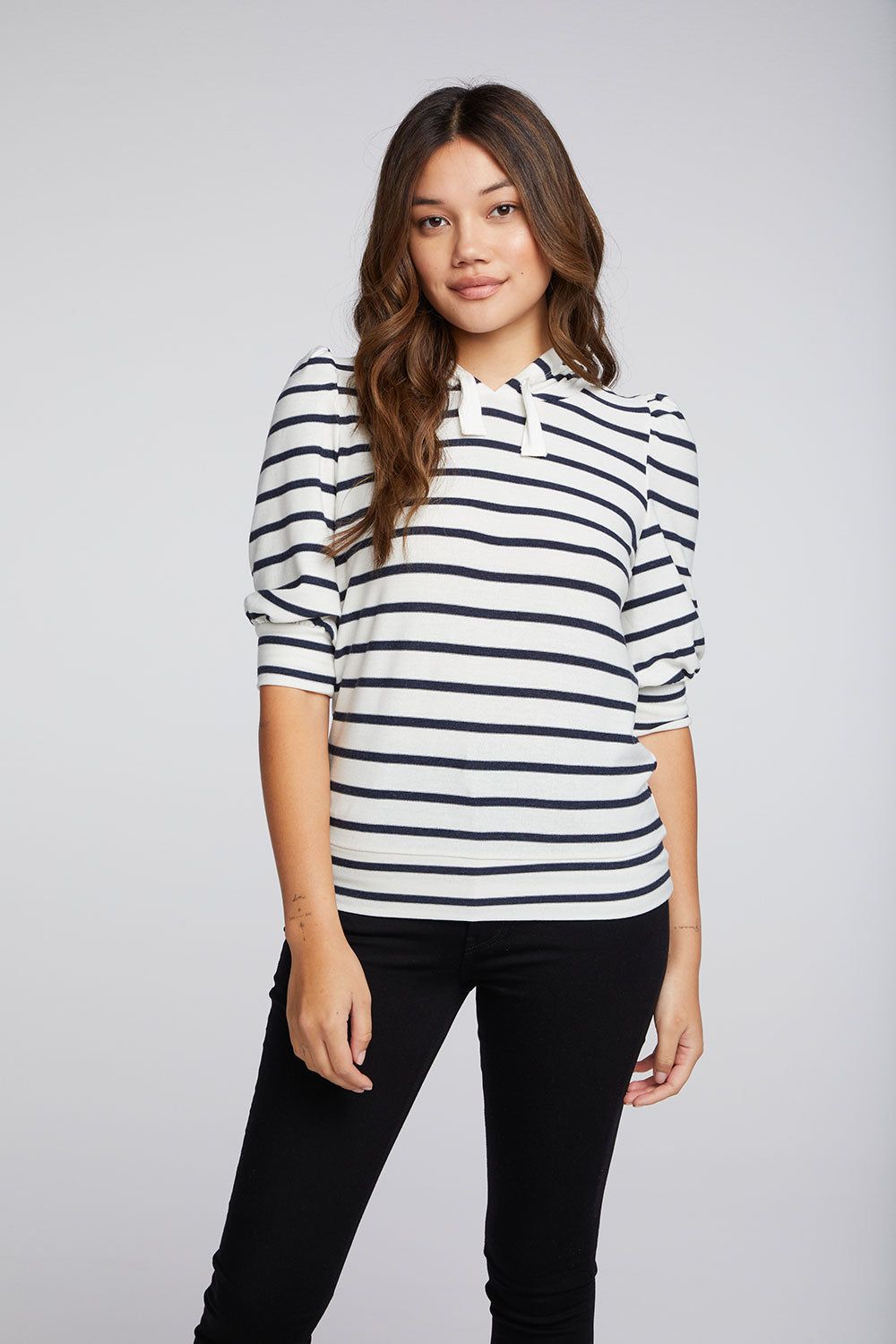 Recycled Cozy Knit 3/4 Puff Sleeve Beach Hoodie sold by Chaser product image thumbnail 3