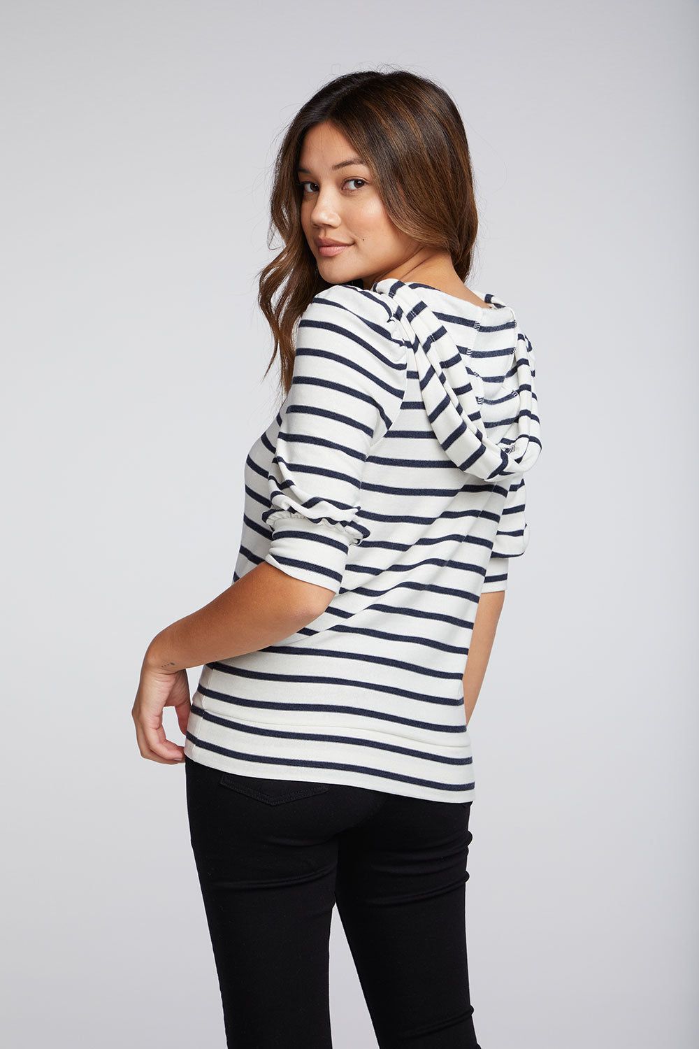 Recycled Cozy Knit 3/4 Puff Sleeve Beach Hoodie sold by Chaser product image thumbnail 5