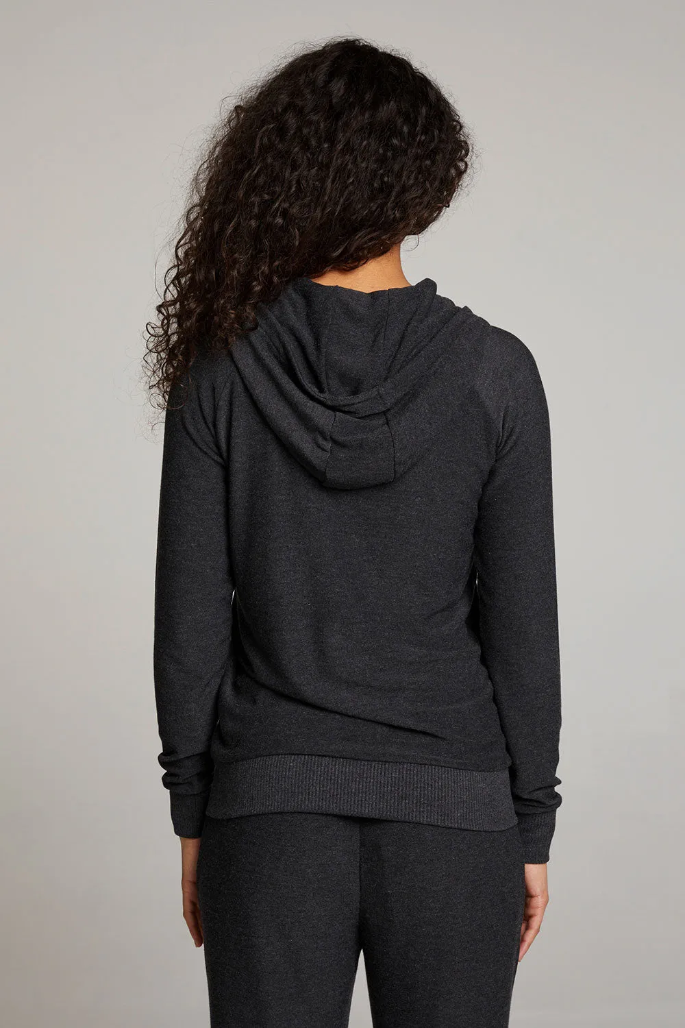 Black Long Sleeve Raglan Zip Up Hoodie sold by Chaser product image thumbnail 3