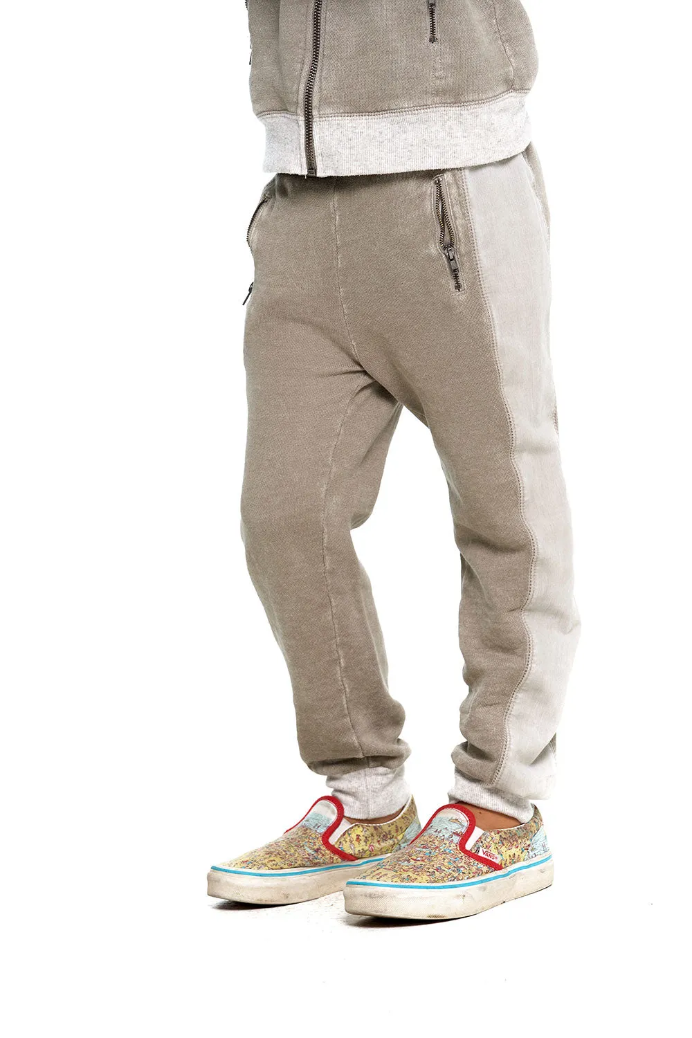 Boys Linen French Terry Jogger With Zippers sold by Chaser product image thumbnail 2