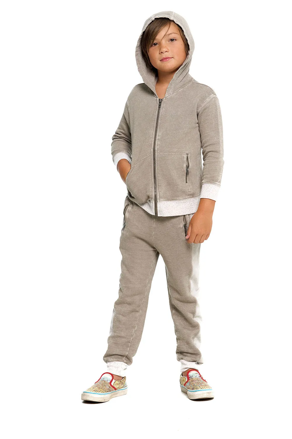 Boys Linen French Terry Jogger With Zippers sold by Chaser product image thumbnail 5