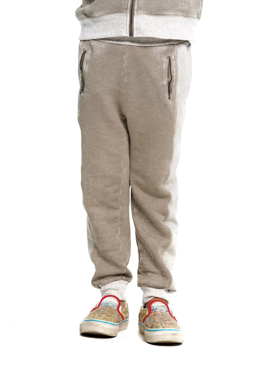Boys Linen French Terry Jogger With Zippers sold by Chaser
