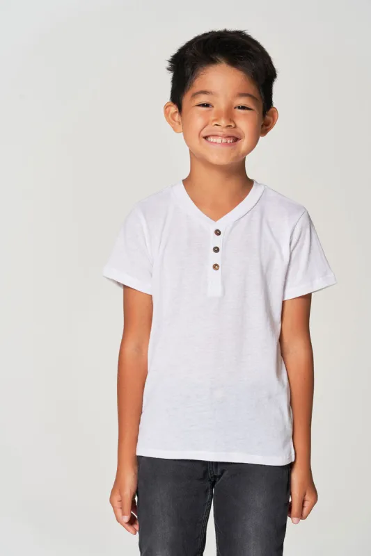 Boys Bella Jersey Short Sleeve Henley With Cocount Buttons sold by Chaser