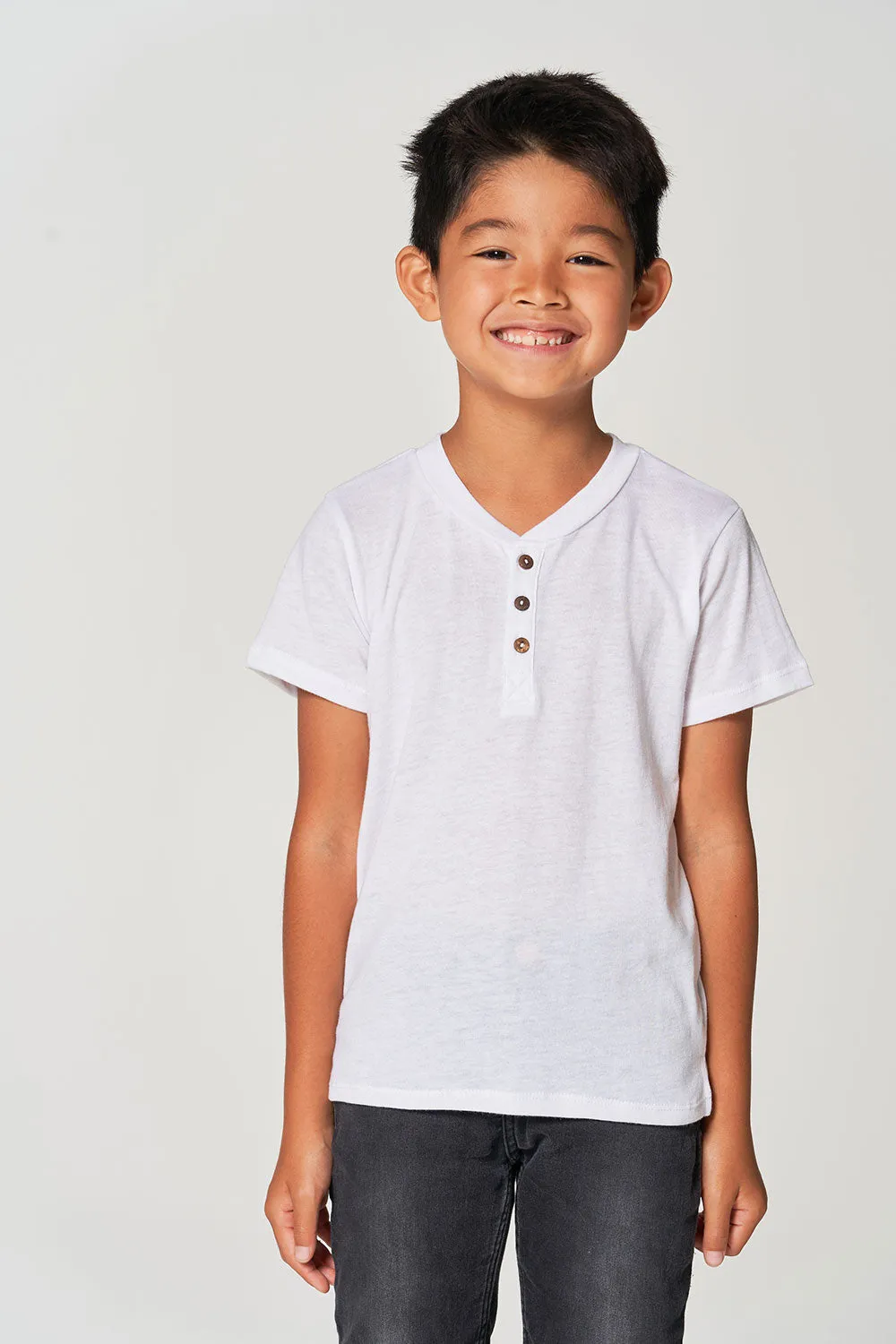 Boys Bella Jersey Short Sleeve Henley With Cocount Buttons sold by Chaser