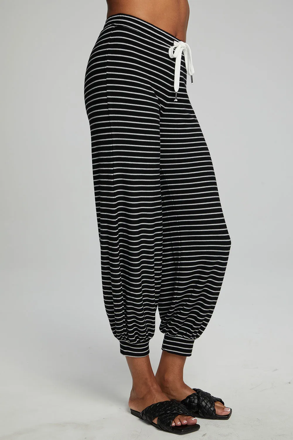 Weekend Joggers - Black and White Stripe sold by Chaser product image thumbnail 2
