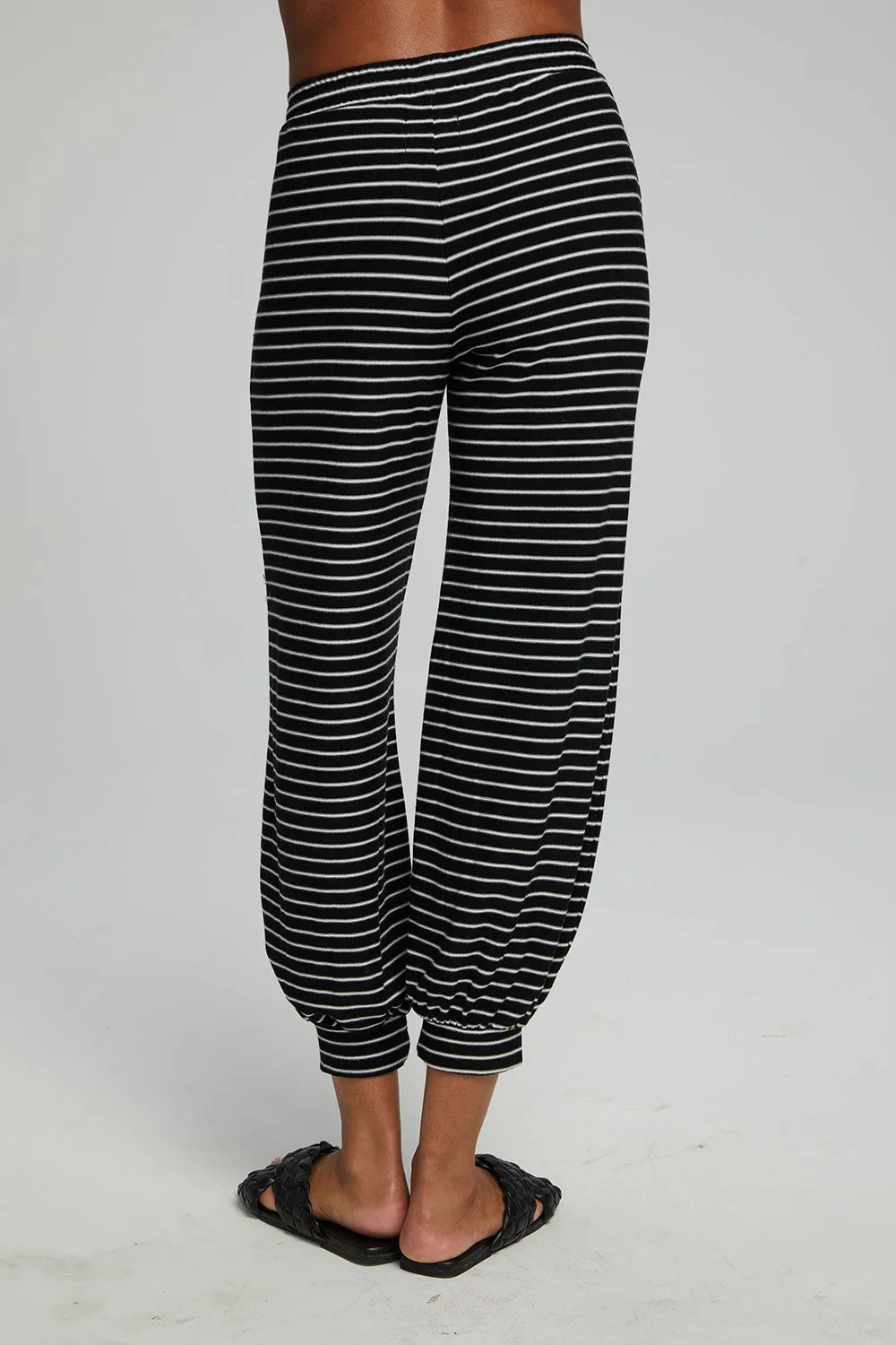 Weekend Joggers - Black and White Stripe sold by Chaser product image thumbnail 3