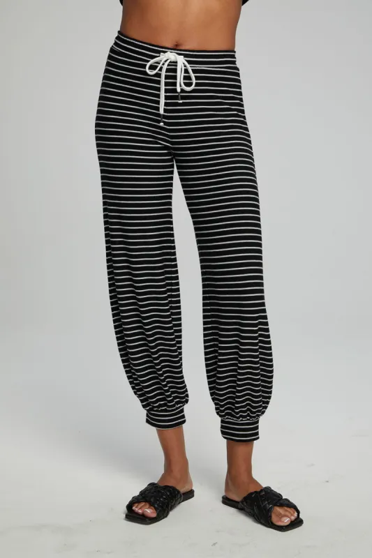 Weekend Joggers - Black and White Stripe sold by Chaser