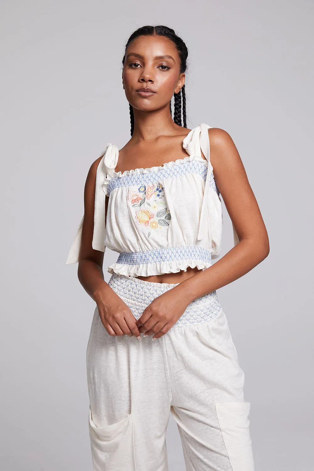 Lirhetta Floral Bouquet Embroidery Crop Top sold by Chaser product image thumbnail 3