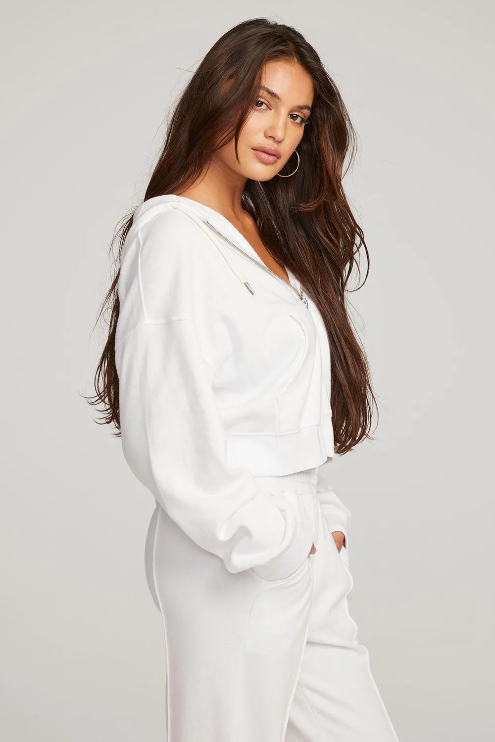 Abilene White Zip Up Hoodie sold by Chaser product image thumbnail 5