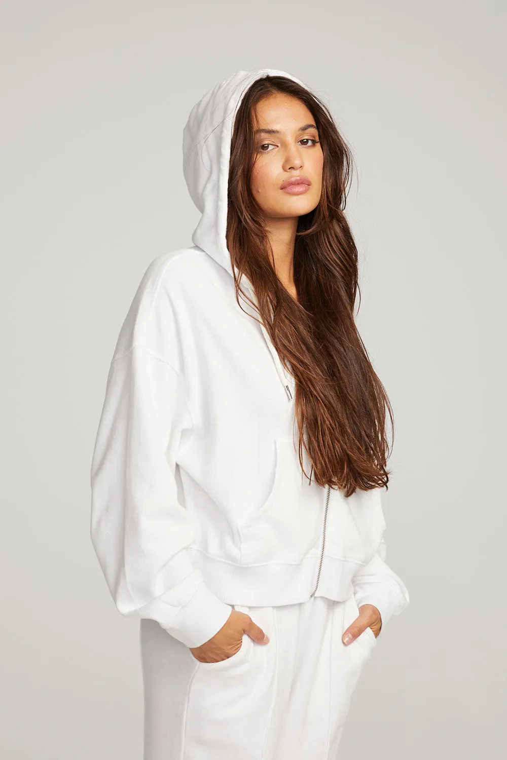 Abilene White Zip Up Hoodie sold by Chaser product image thumbnail 2