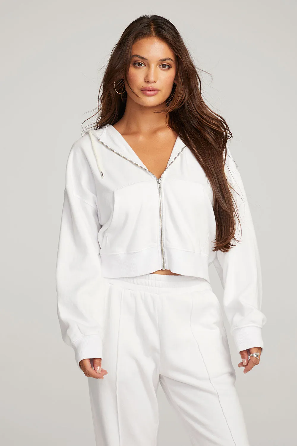 Abilene White Zip Up Hoodie sold by Chaser product image thumbnail 4