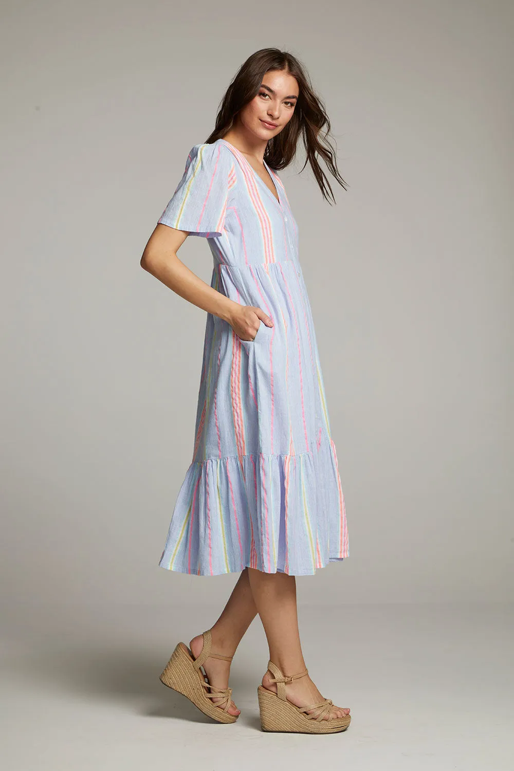 Orange South West Beach Stripe Midi Dress sold by Chaser product image thumbnail 2