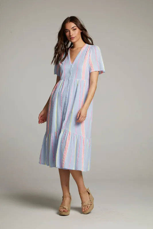 Orange South West Beach Stripe Midi Dress sold by Chaser