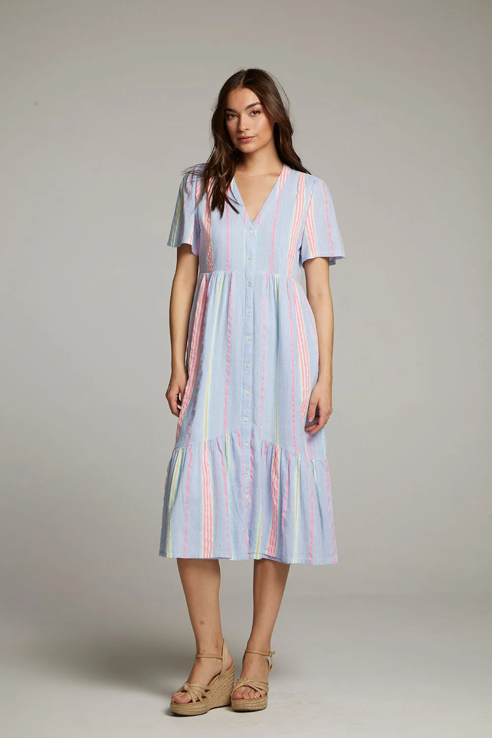 Orange South West Beach Stripe Midi Dress sold by Chaser product image thumbnail 3