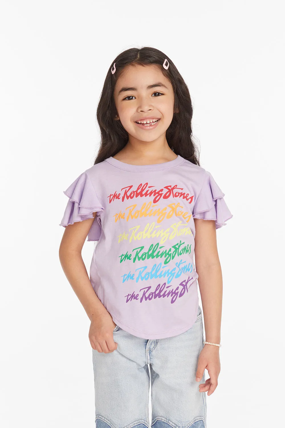 Rolling Stones Rainbow Script Girls Tee sold by Chaser product image thumbnail 2