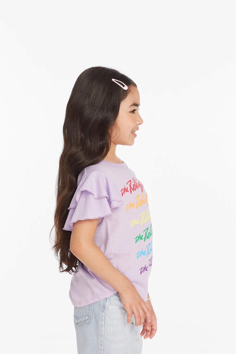 Rolling Stones Rainbow Script Girls Tee sold by Chaser product image thumbnail 3