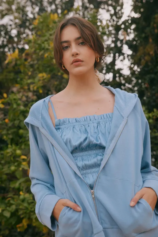 Yaro Blue Grotto Zip Up Sweatshirt sold by Chaser