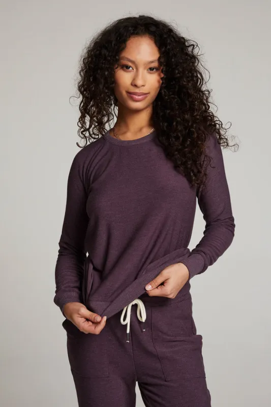 Plum Perfect Long Sleeve Raglan Pullover sold by Chaser