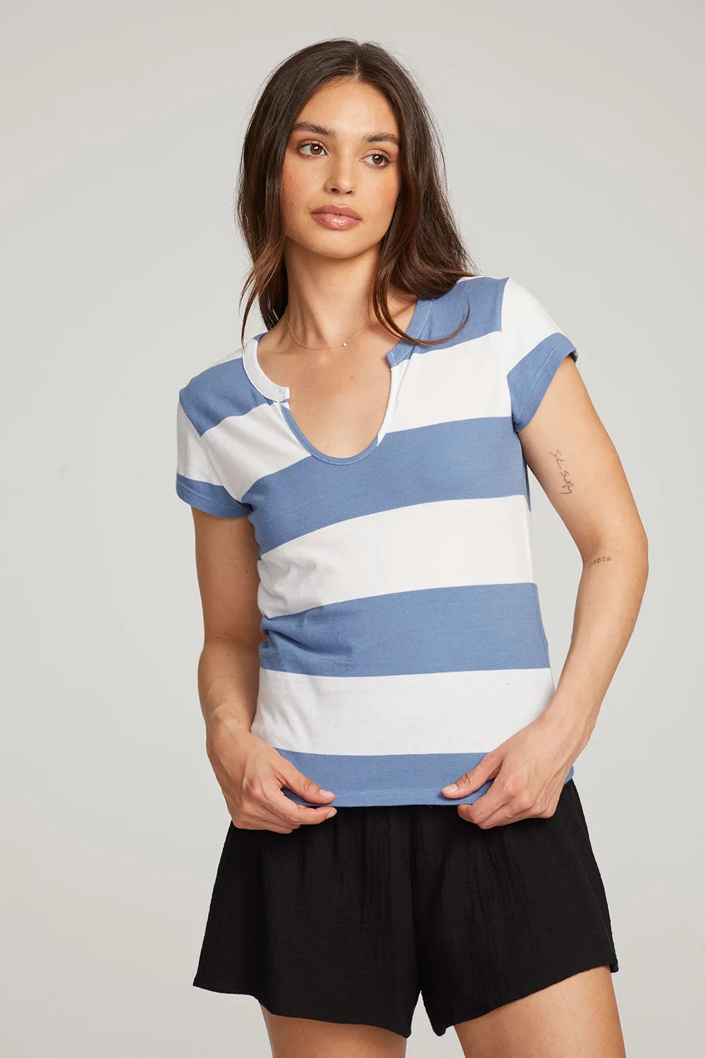 Chandler Vintage Blue Stripe Tee sold by Chaser