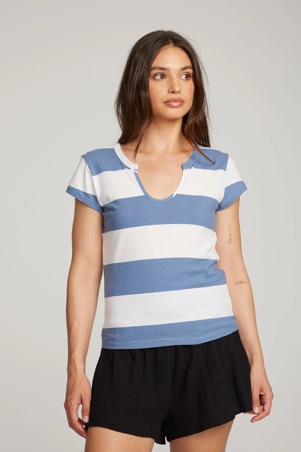 Chandler Vintage Blue Stripe Tee sold by Chaser product image thumbnail 5