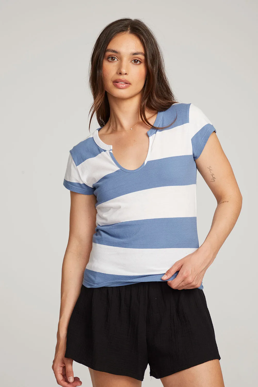 Chandler Vintage Blue Stripe Tee sold by Chaser product image thumbnail 4
