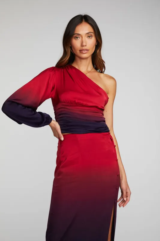 Stretch Silky Woven Cold Shoulder Blouse sold by Chaser