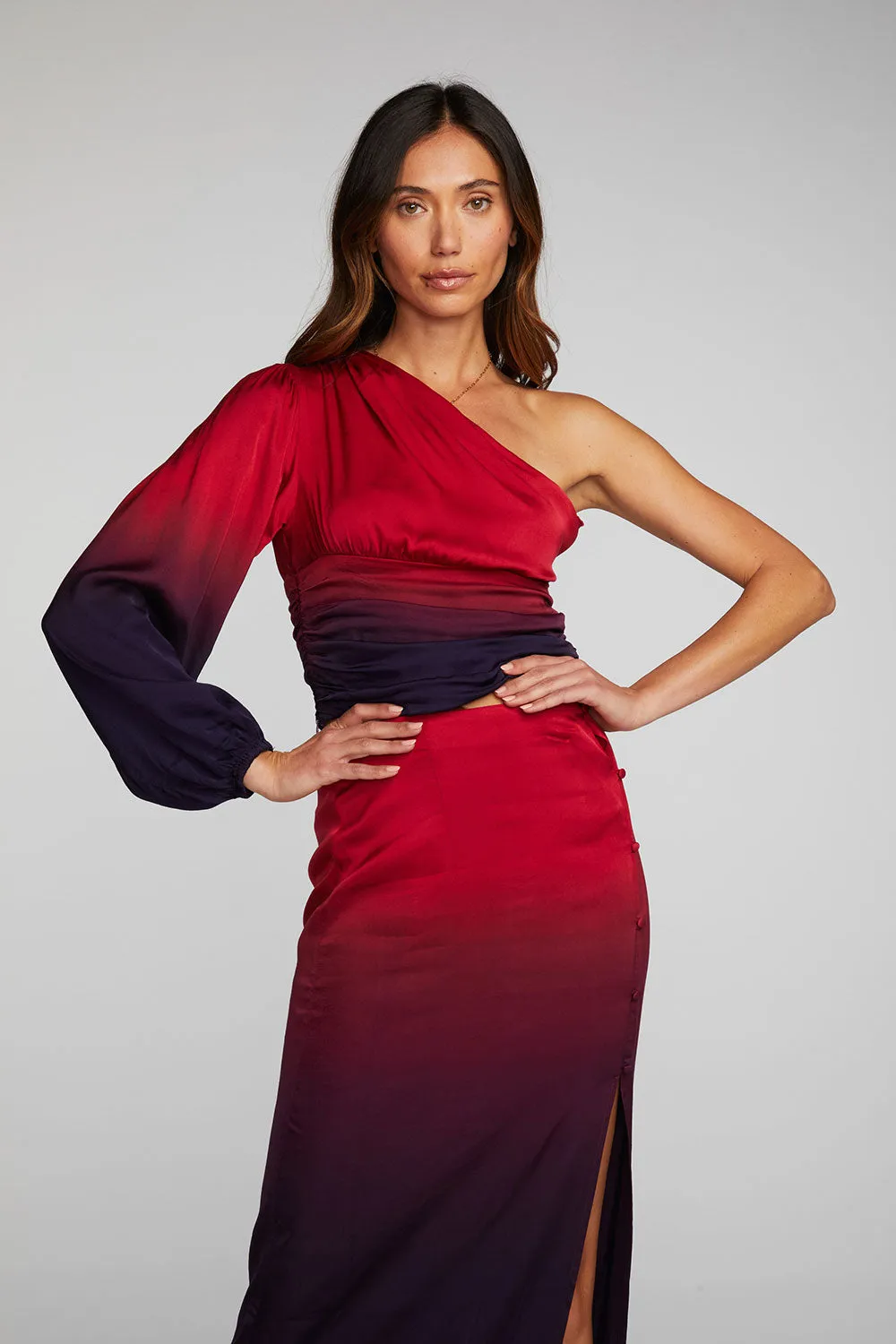 Stretch Silky Woven Cold Shoulder Blouse sold by Chaser product image thumbnail 3