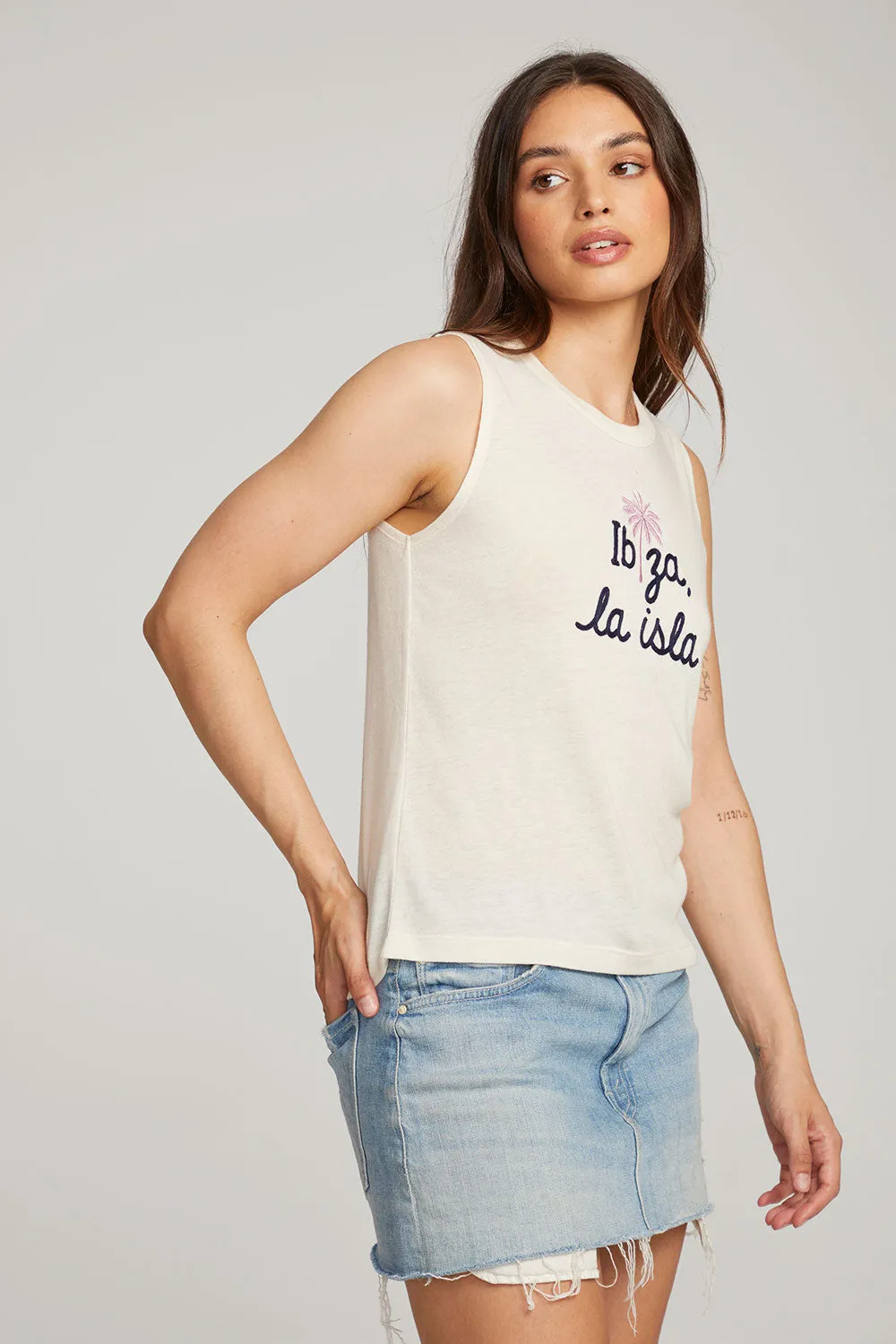 Ibiza Palm Muscle Tee sold by Chaser product image thumbnail 2