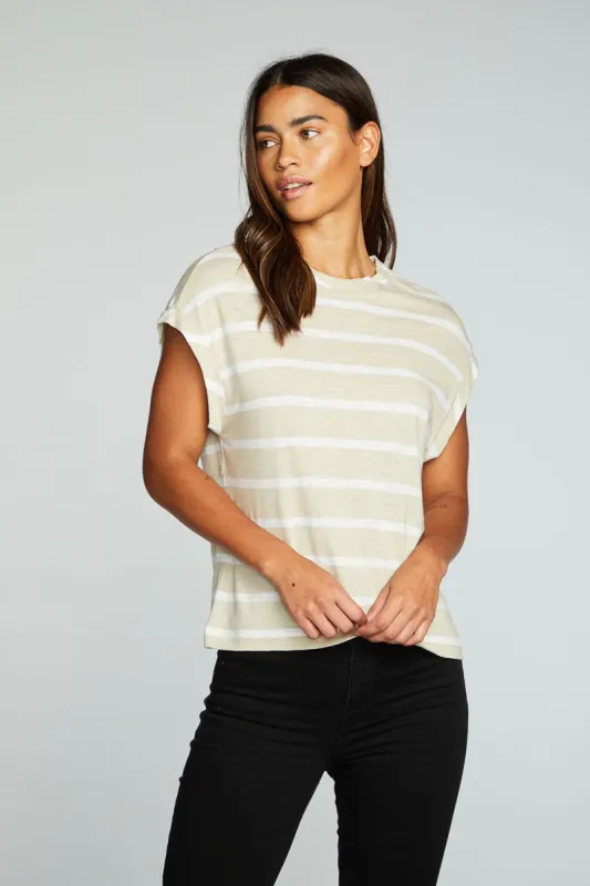 Gauze Jersey Crew Neck Sleevless Dolman Tee sold by Chaser