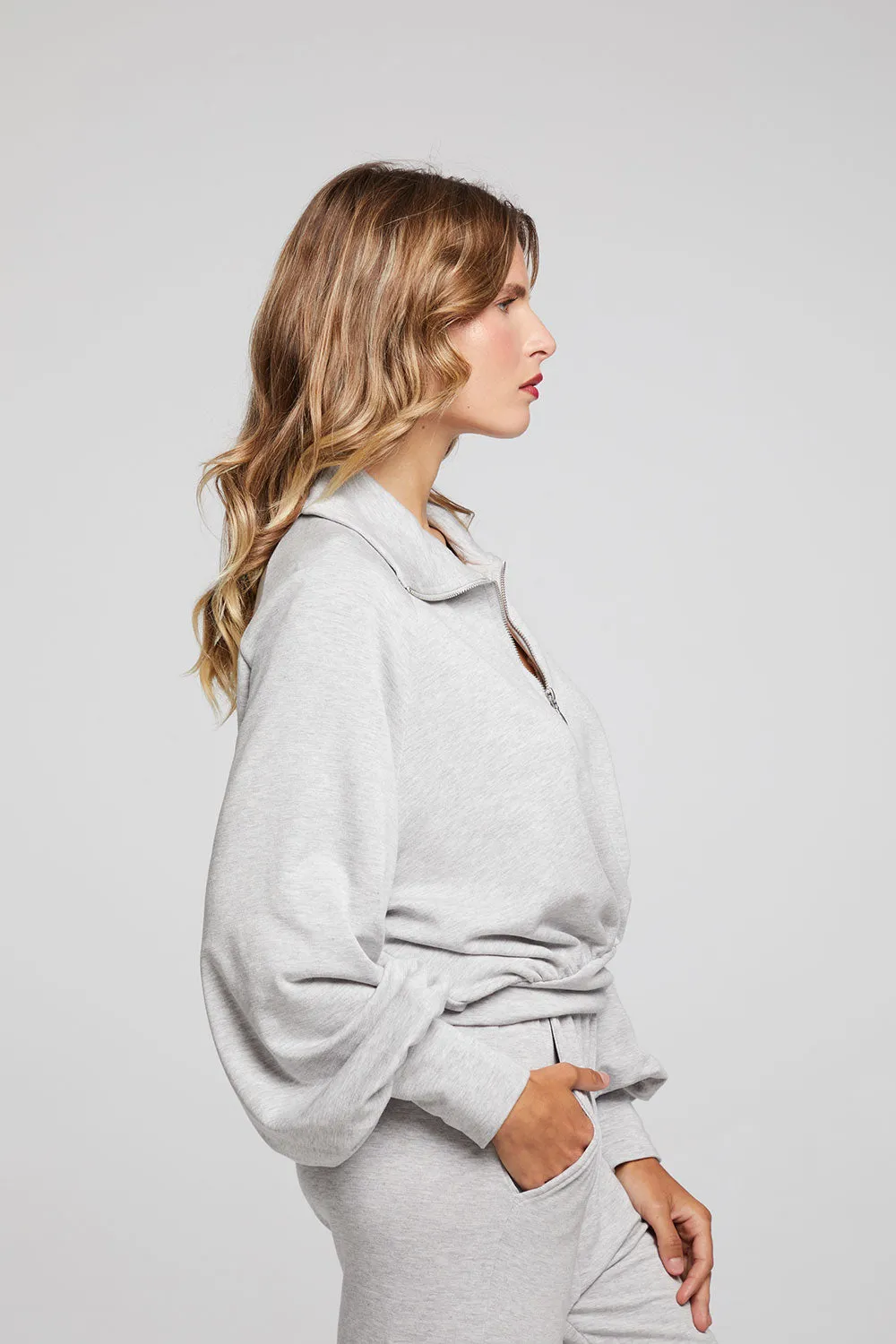 Midnight Heather Grey Half Zip sold by Chaser product image thumbnail 4