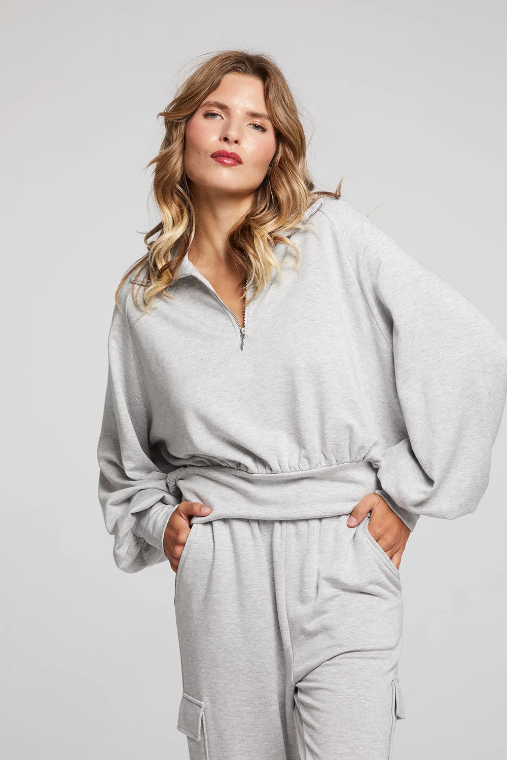 Midnight Heather Grey Half Zip sold by Chaser product image thumbnail 5