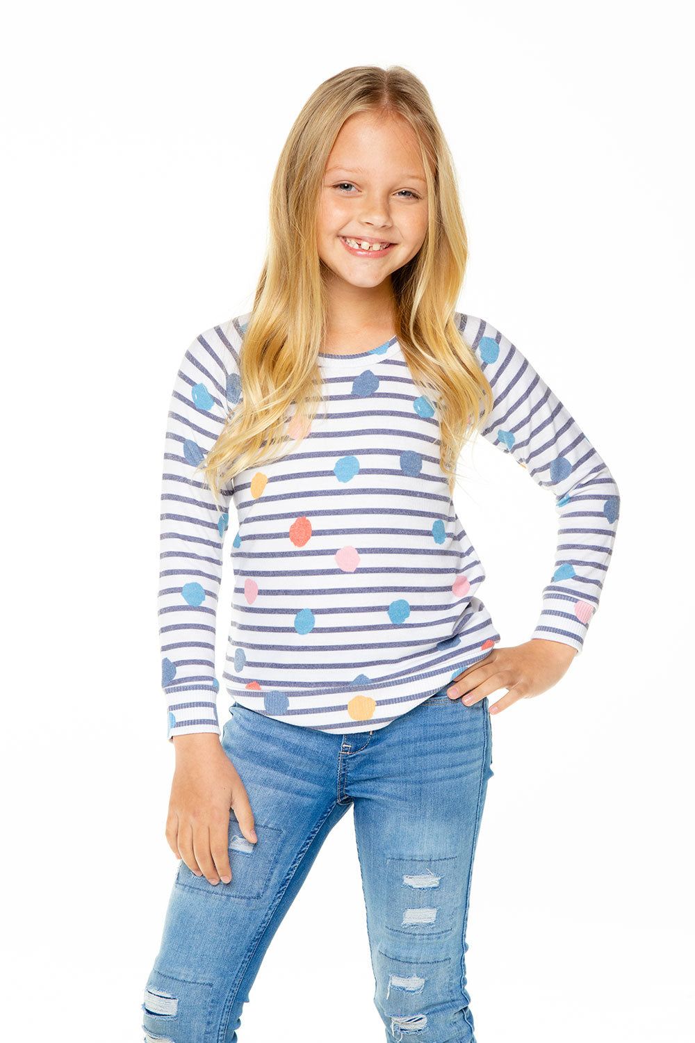 Girls Love Knit Long Sleeve Scoop Back Pullover sold by Chaser product image thumbnail 2