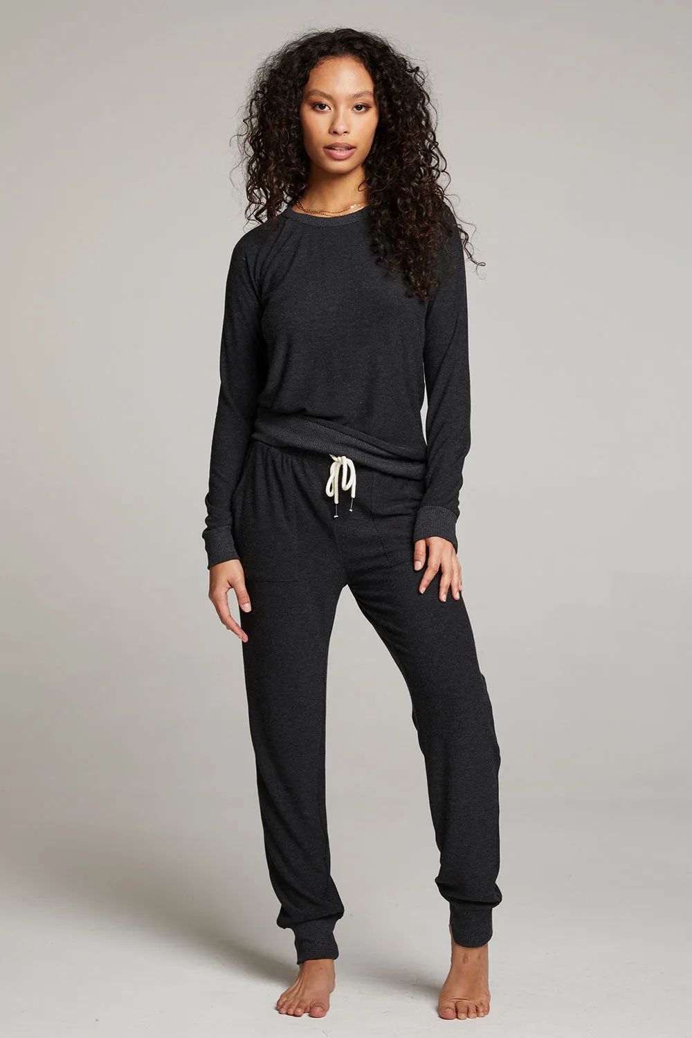 Black Long Sleeve Raglan Pullover sold by Chaser product image thumbnail 4