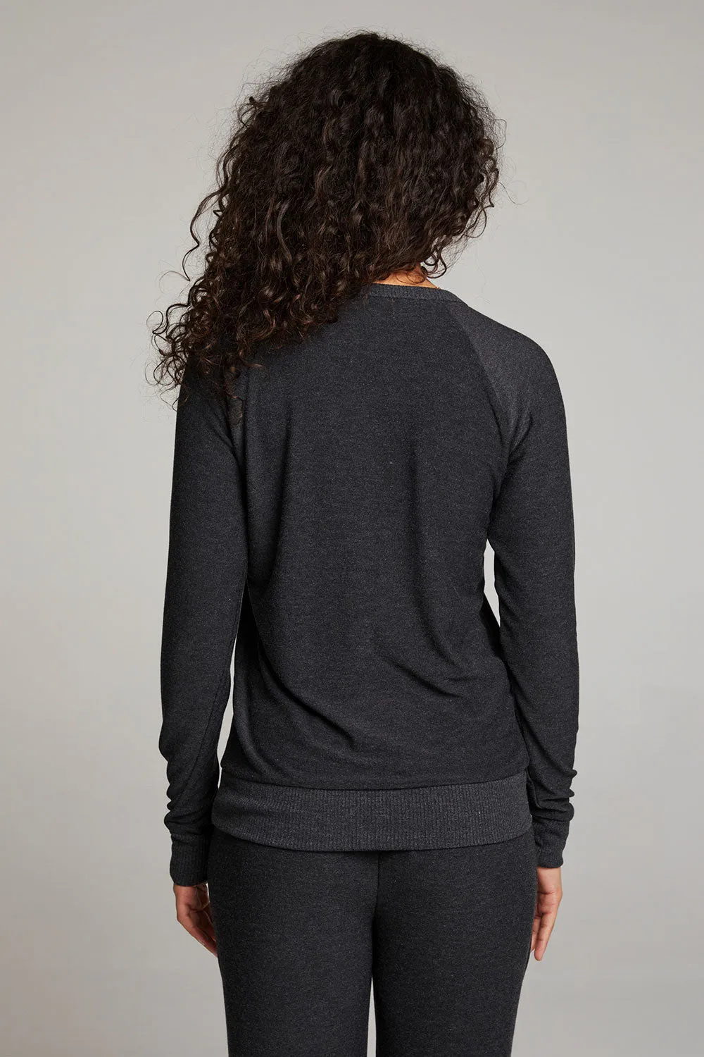 Black Long Sleeve Raglan Pullover sold by Chaser product image thumbnail 3