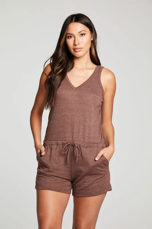 Triblend Jersey Double V Tank Shorts Romper sold by Chaser