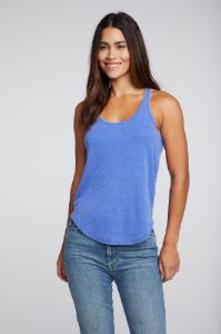 Recycled Vintage Rib Strappy Shirttail Racer Back Tank sold by Chaser