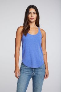 Recycled Vintage Rib Strappy Shirttail Racer Back Tank sold by Chaser