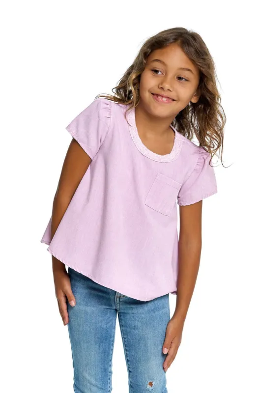 Girls Heirloom Wovens Puff Sleeve Tee sold by Chaser