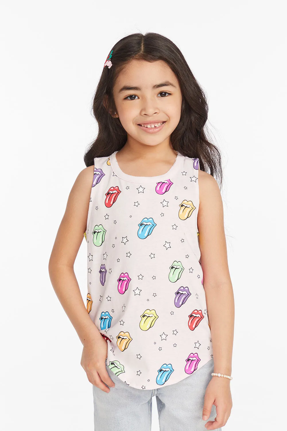 Rolling Stones Tongue Logo Girls Muscle Tee sold by Chaser