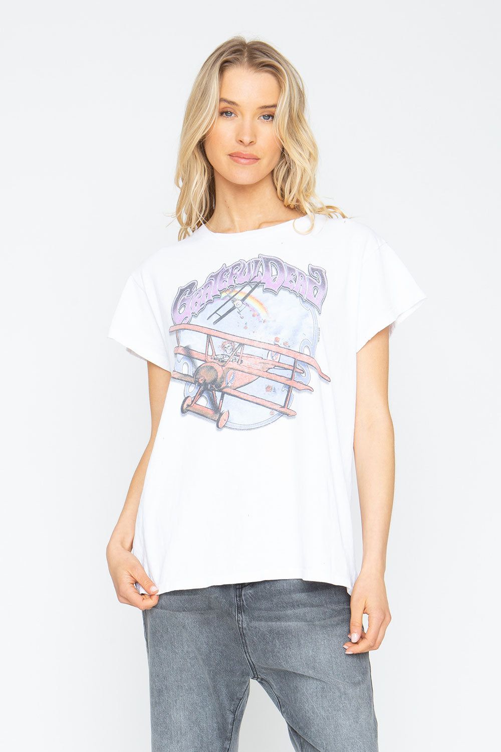 Grateful Dead "Skeleton Biplane" Crew Tee sold by Chaser